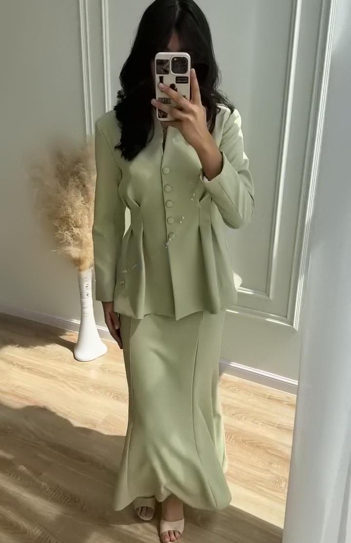Sophisticated Peplum Blazer and Maxi Skirt Set
