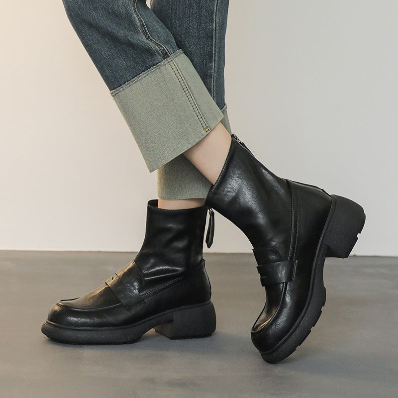 Leather Platform Ankle Boots