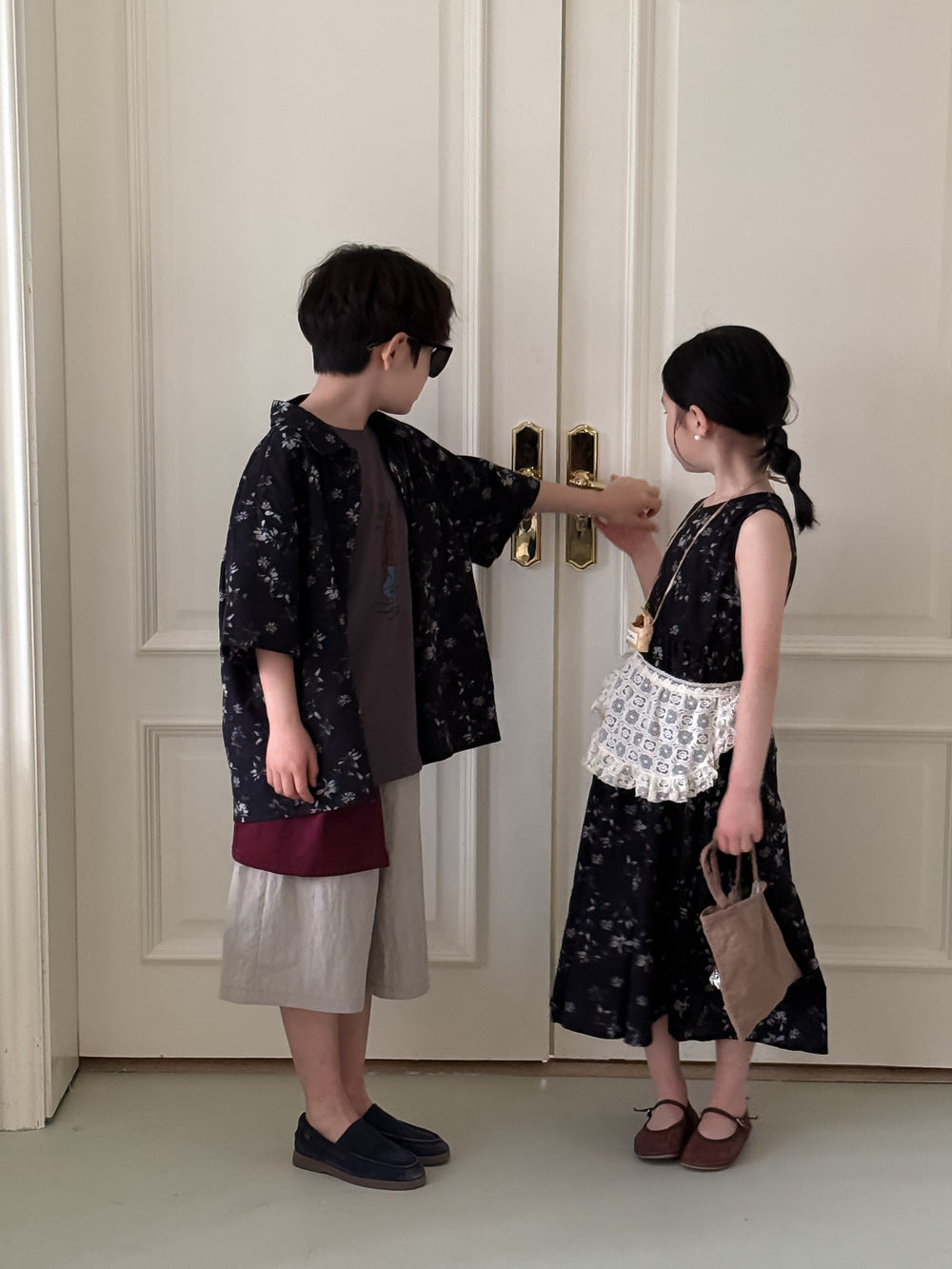 Kids' Printed Vest Dress and Short-Sleeve Shirt