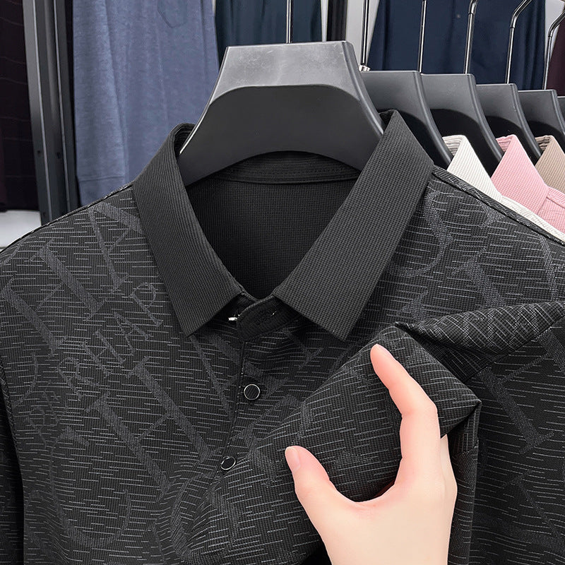 Patterned Long Sleeve Polo