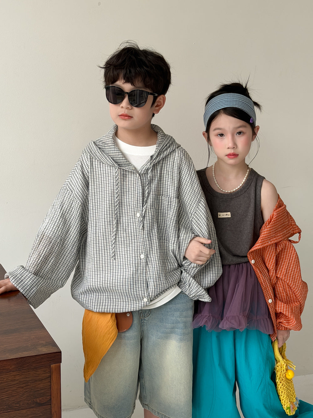 Kids' Plaid Hooded Sun-Protection Jacket