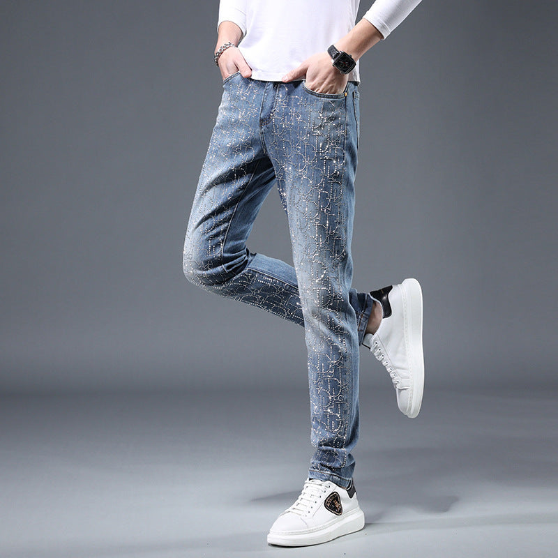 Stamped Slim-Fit Trousers