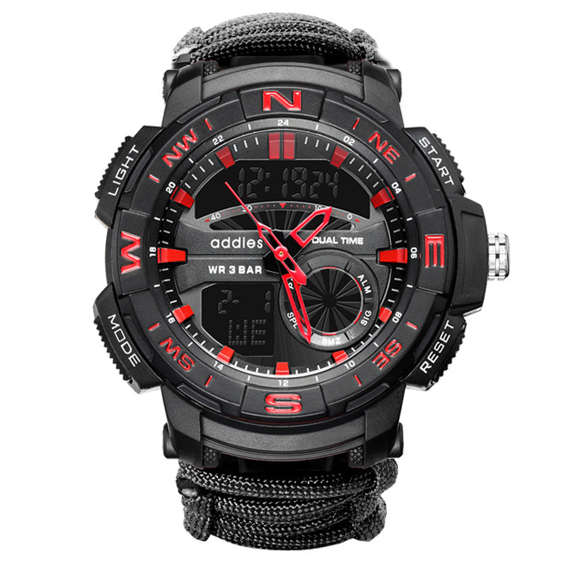 Eddison Men's Multifunctional Compass Watch Outdoor Mountaineering Whistle Flintstone Waterproof Electronic Men's Watch Wholesale