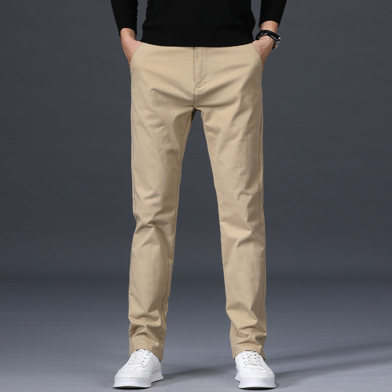 Men's Straight-Leg Cotton Casual Trousers