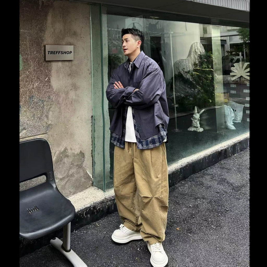 Oversized Two-Piece Collared Shirt Jacket