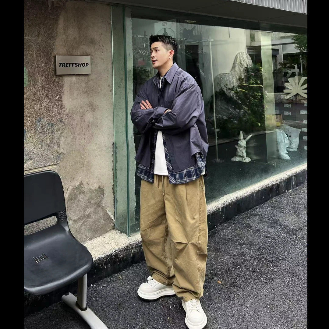 Oversized Two-Piece Collared Shirt Jacket