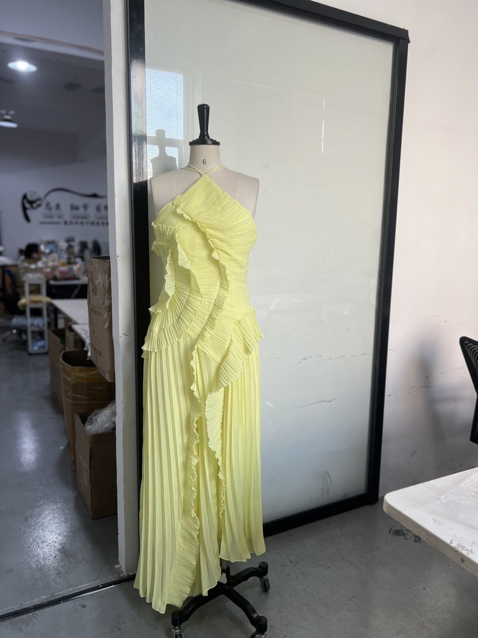 Pleated Halter Dress