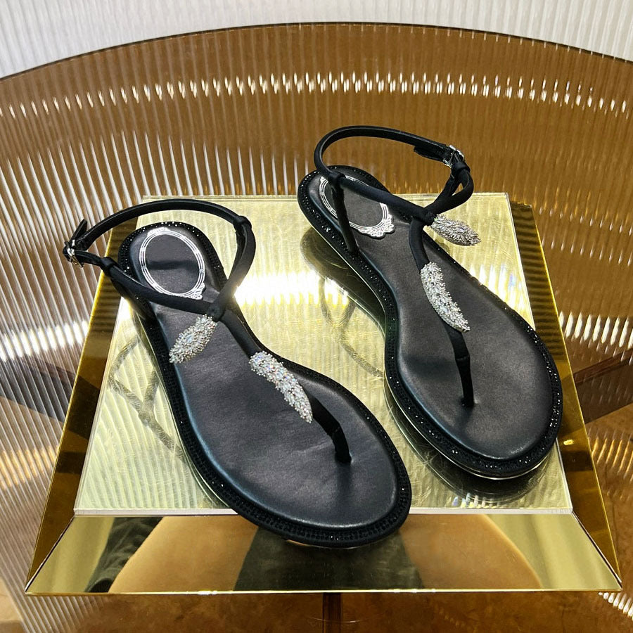 Rhinestone Satin Sandals