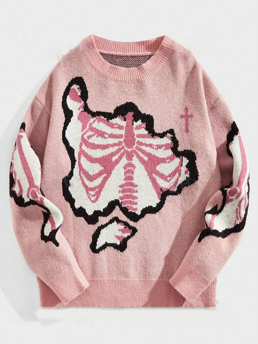 Gothic Skeleton Jacquard Knit Sweater