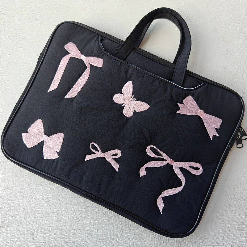 Embroidered Butterfly Bow Laptop Bag