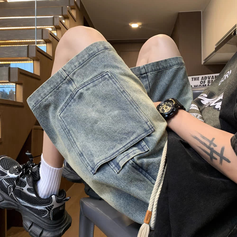 Loose-fit Denim Cargo Shorts