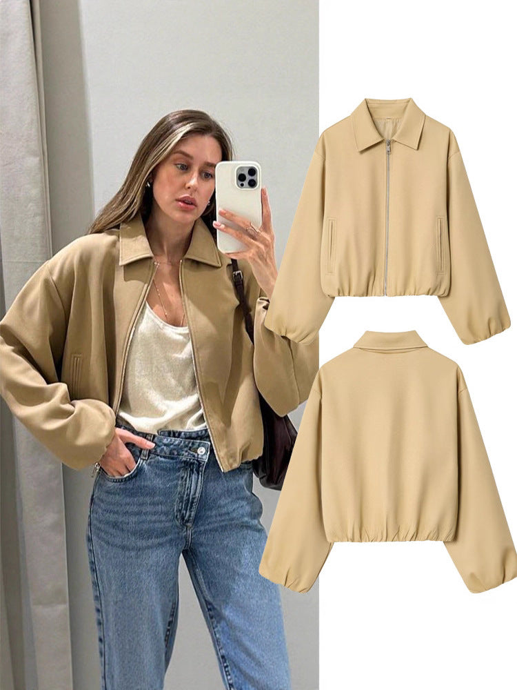 Women's Puff-Hem Cropped Jacket