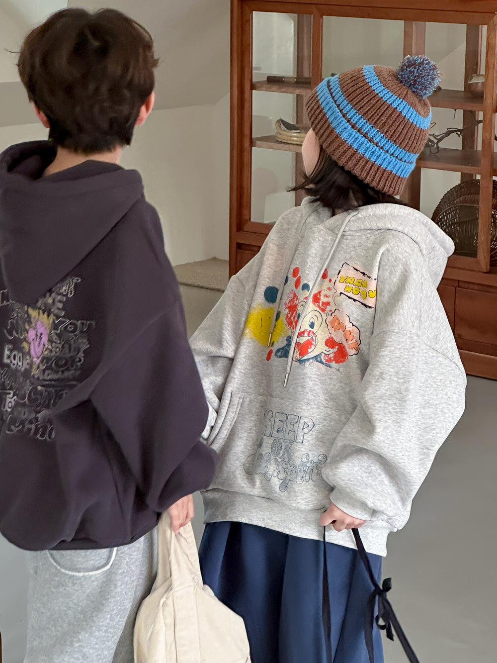 Kids' Fleece-Lined Letter Hoodie
