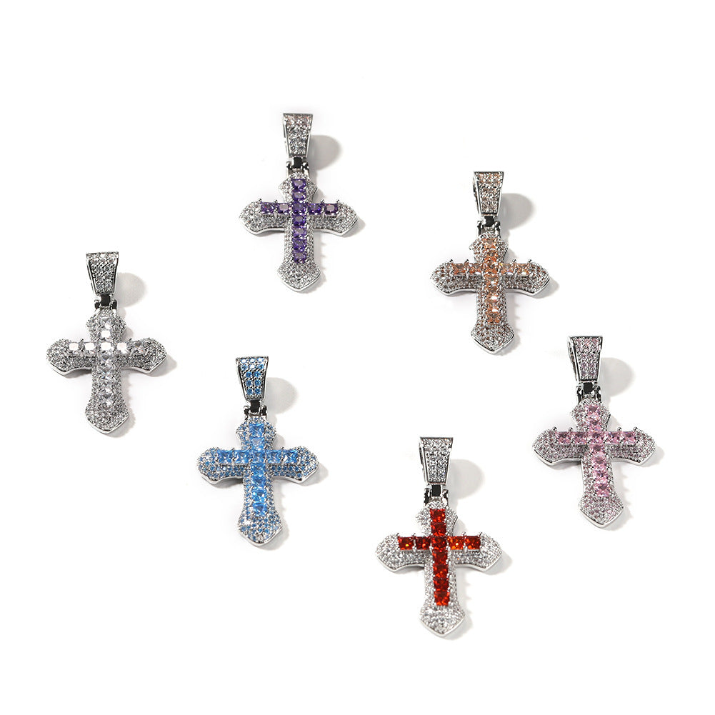 Iced Cross Rope Chain Pendant