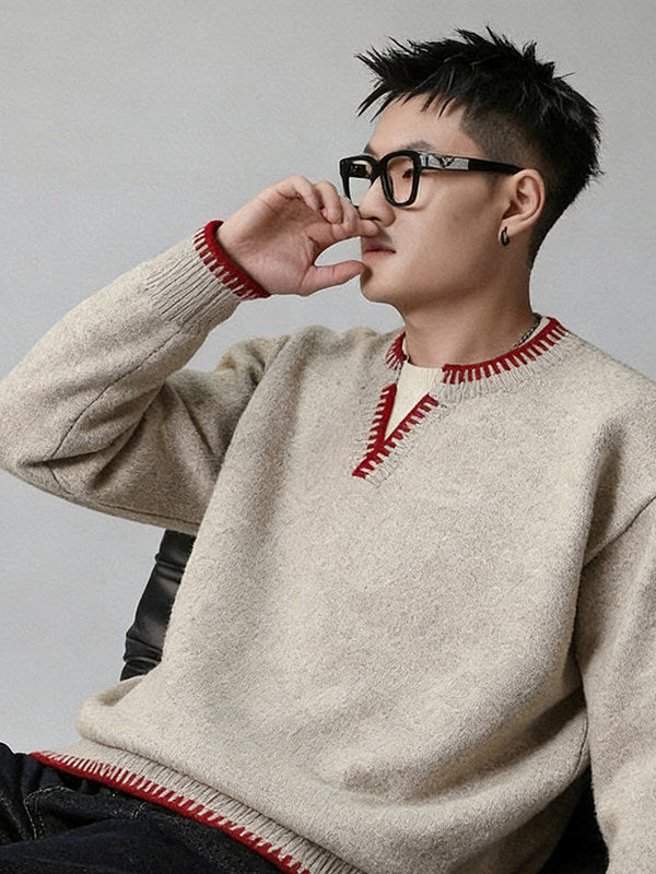 Urban Notch-Neck Knit Sweater