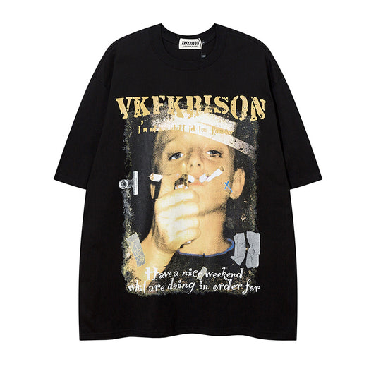 Retro Hip-Hop Print T-Shirt