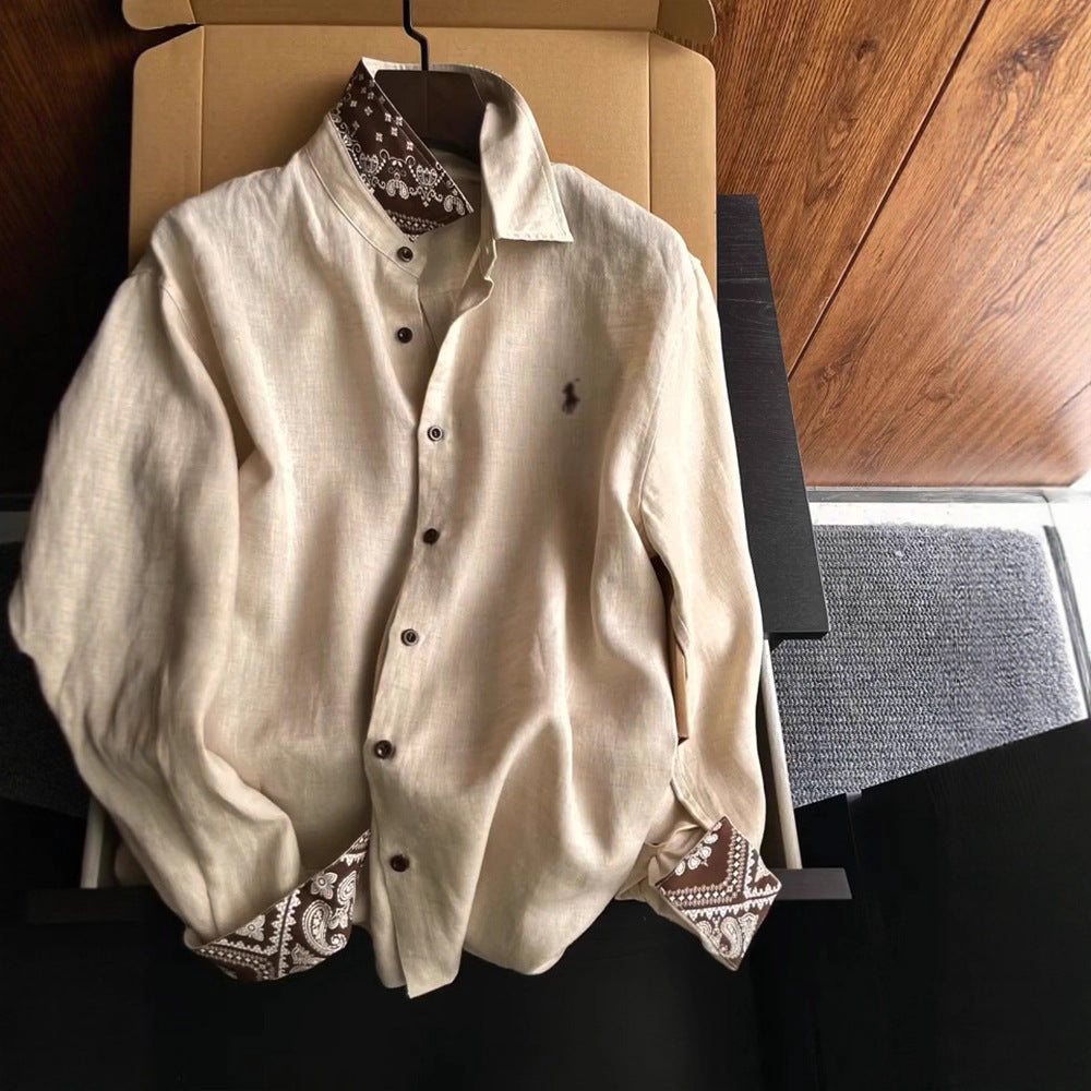 Paisley Accent Linen Shirt