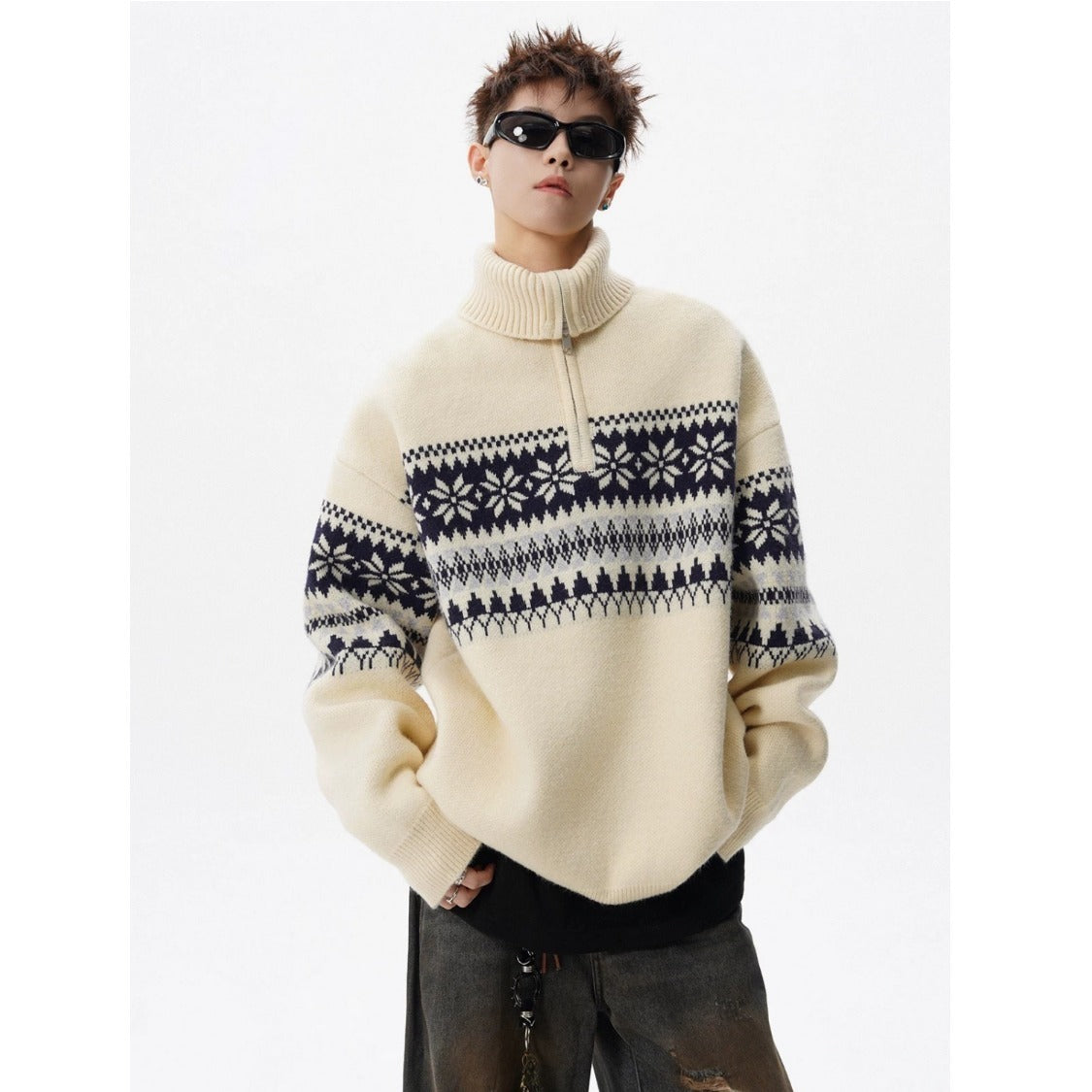 Festive Snowflake Quarter-Zip Jumper