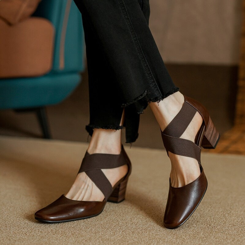 Cross-Strap Ballet Heels