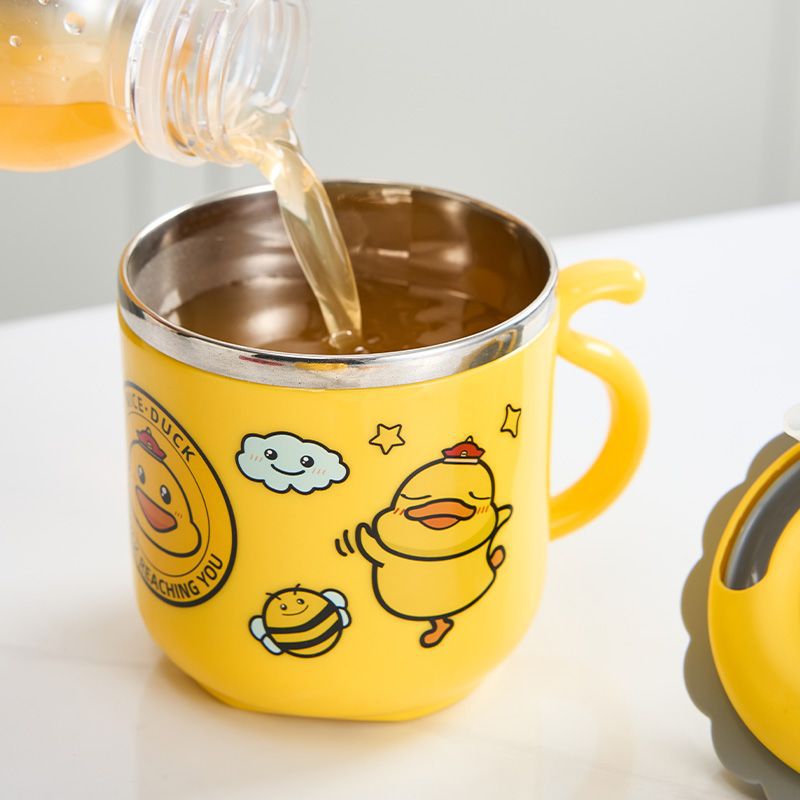 Cartoon Duck Stainless Steel Meal Set With Insulated Tote Bag