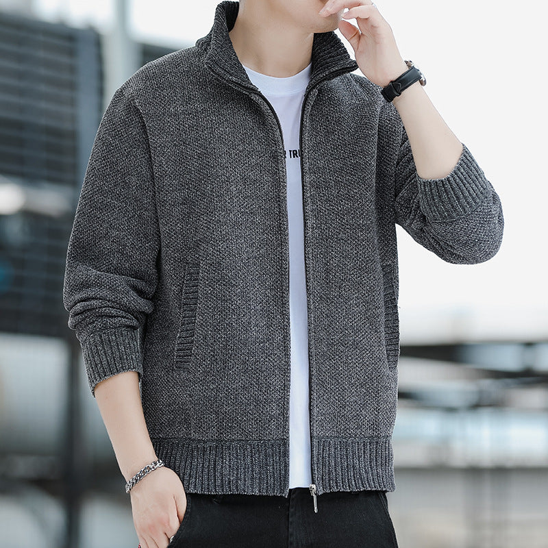 Knitted Stand-Collar Cardigan