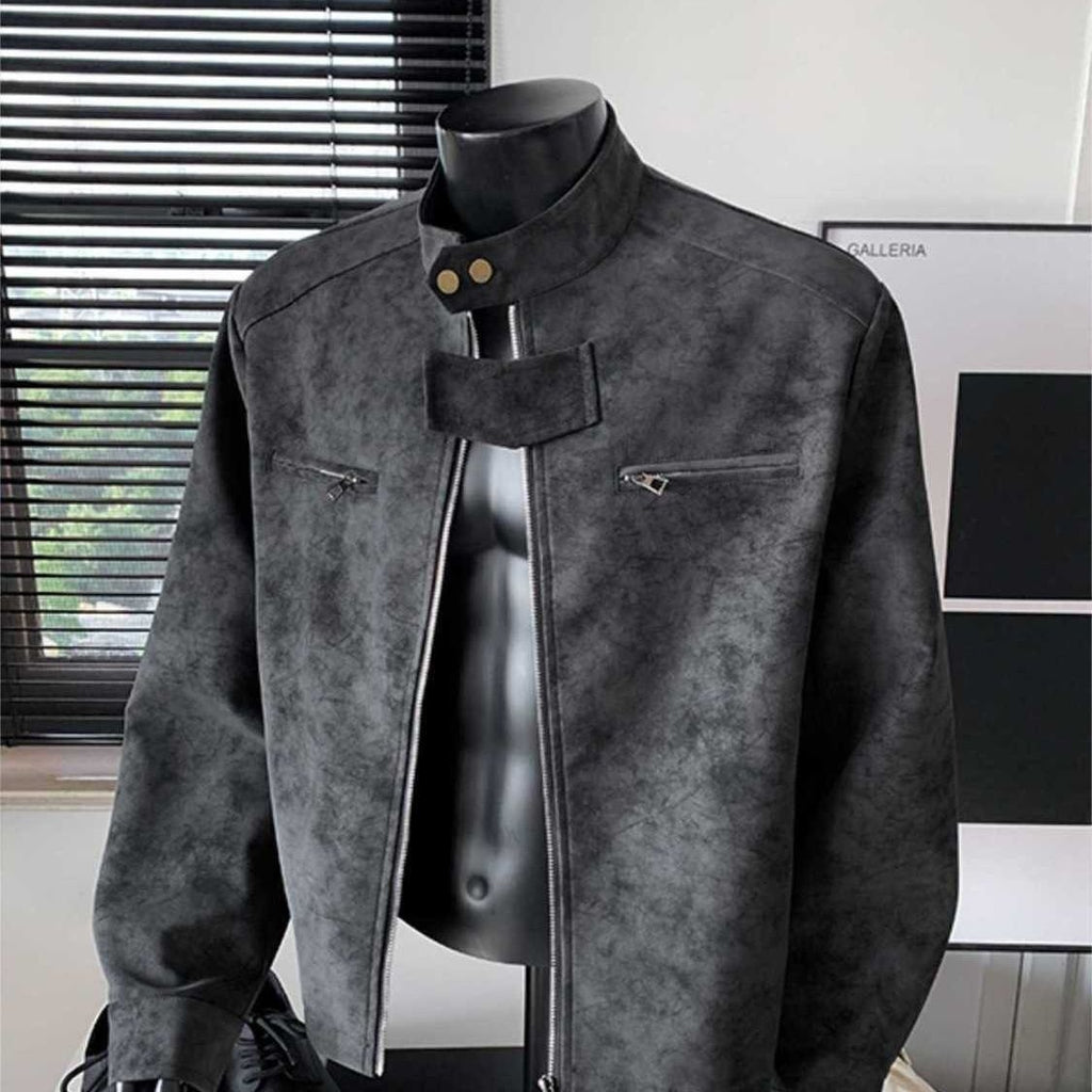 Suede-Textured Flight Jacket