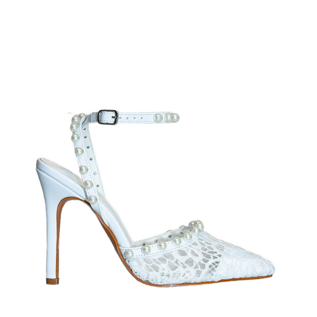 Pearl Strap Heeled Sandals