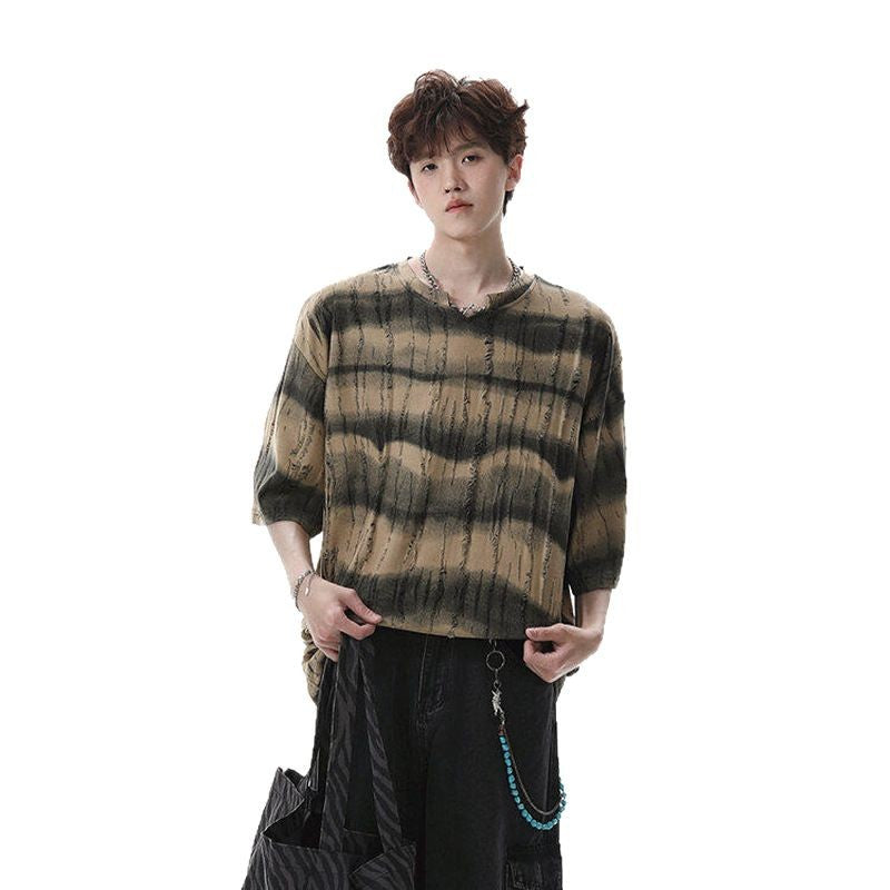 Striped V-neck T-shirt