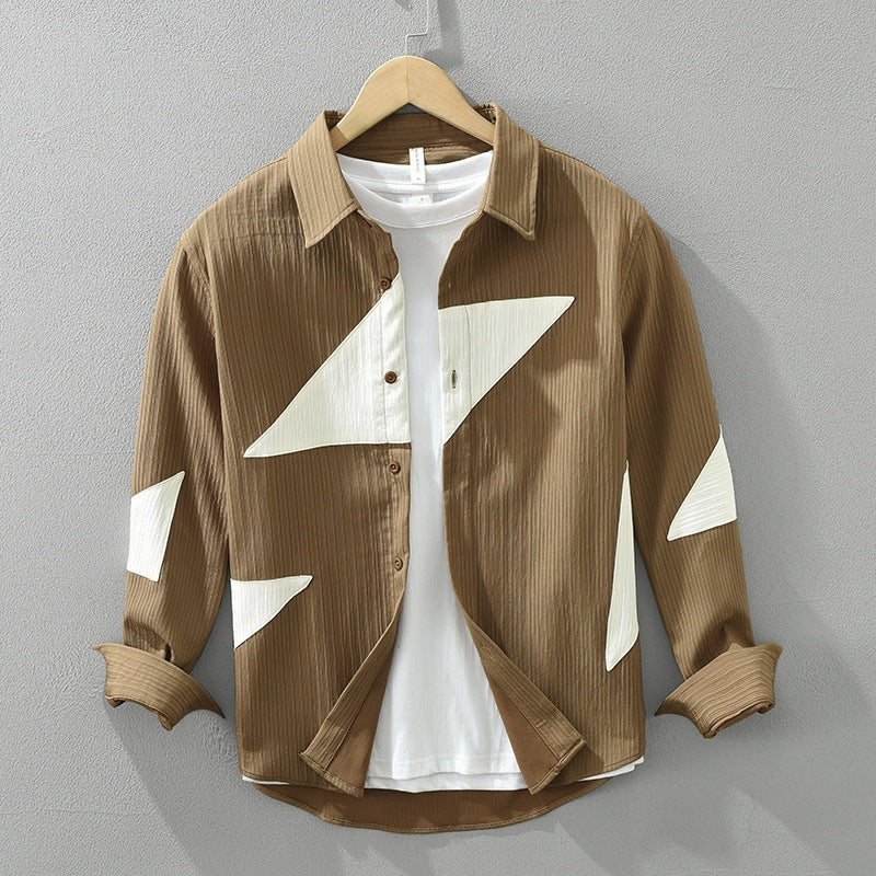 Geometric Patchwork Button Down