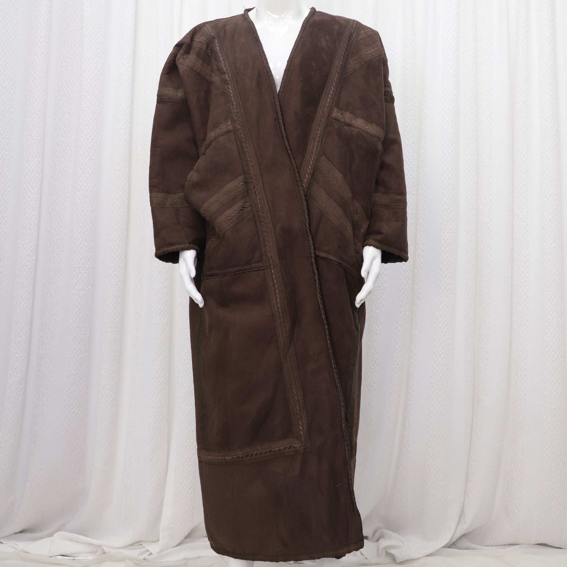 Premium Faux Suede Hooded Thobe Overcoat