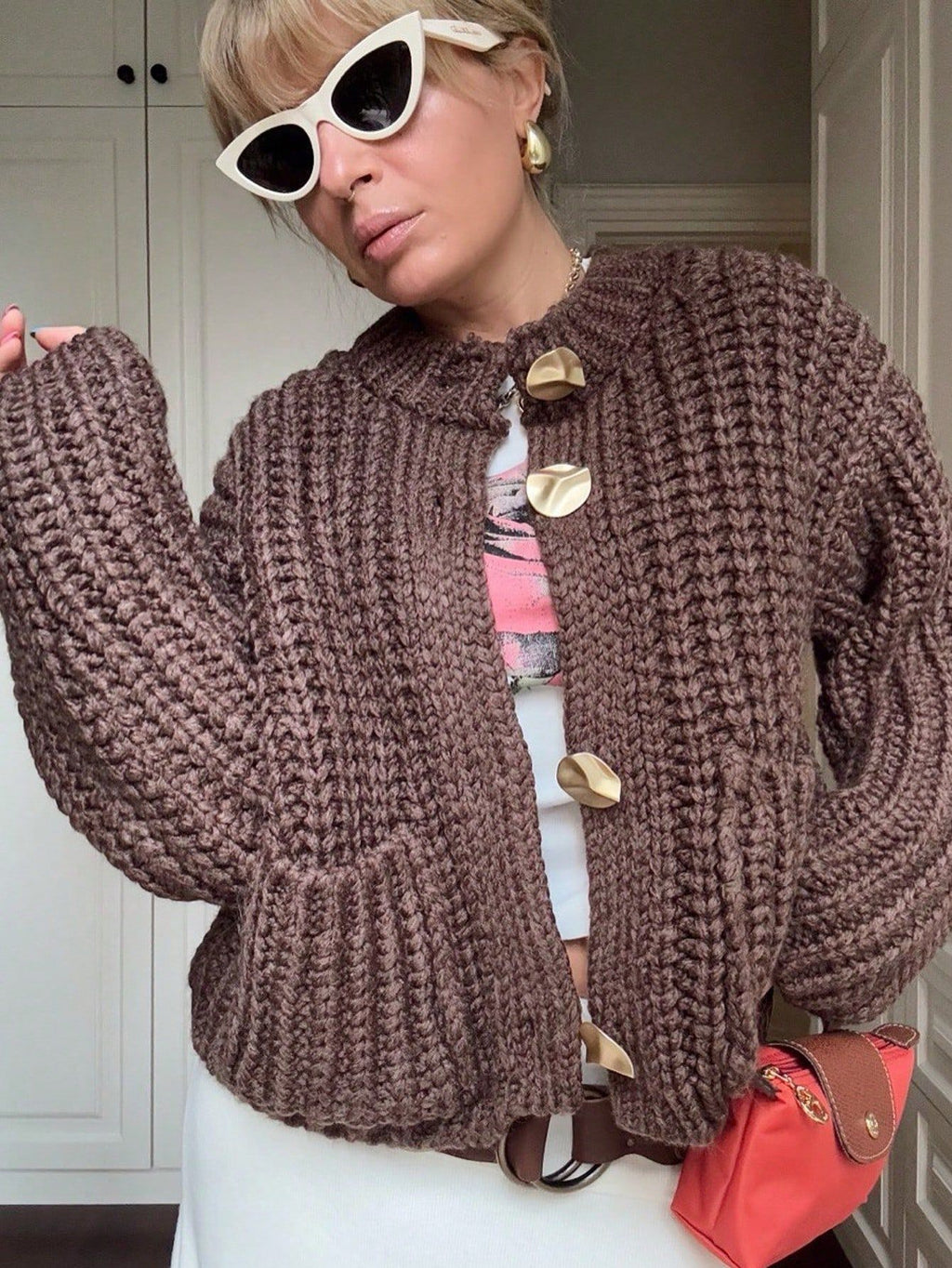 Women's Chunky Knit Button Cardigan