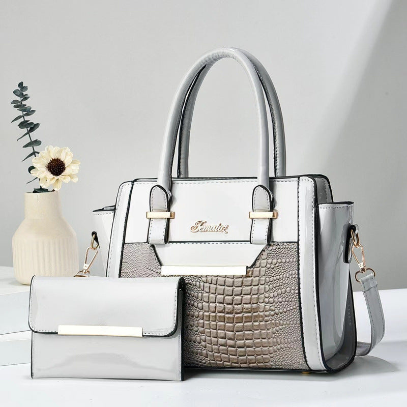Crocodile-Texture Handbag Set