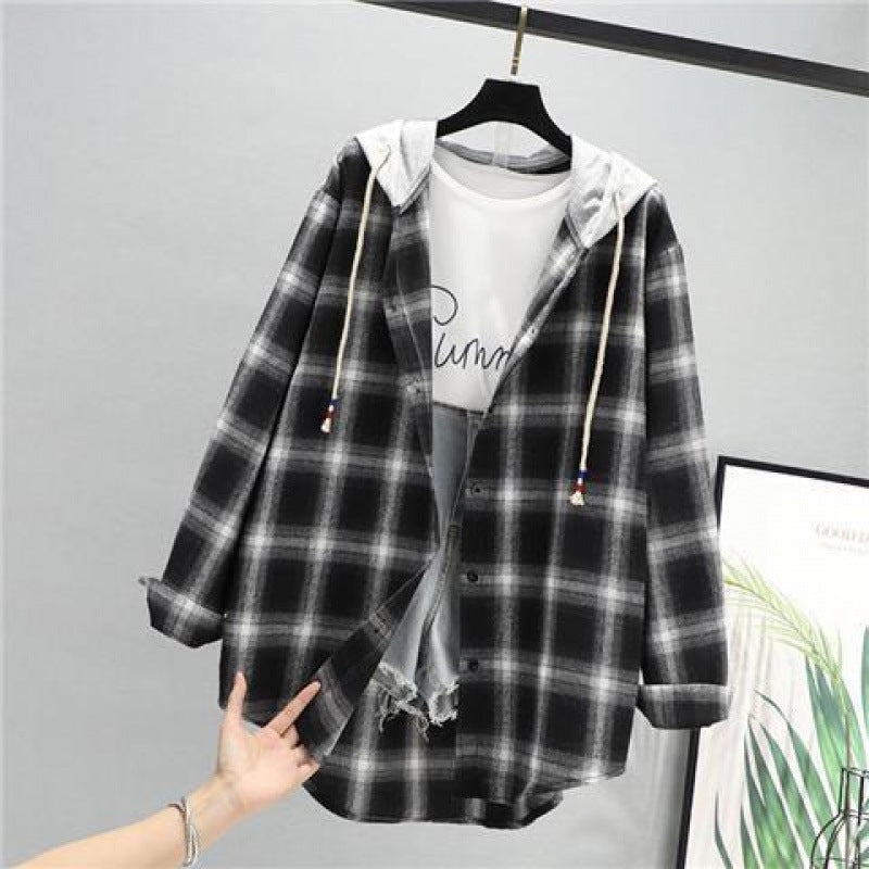 Plaid Flannel Hoodie Shirt
