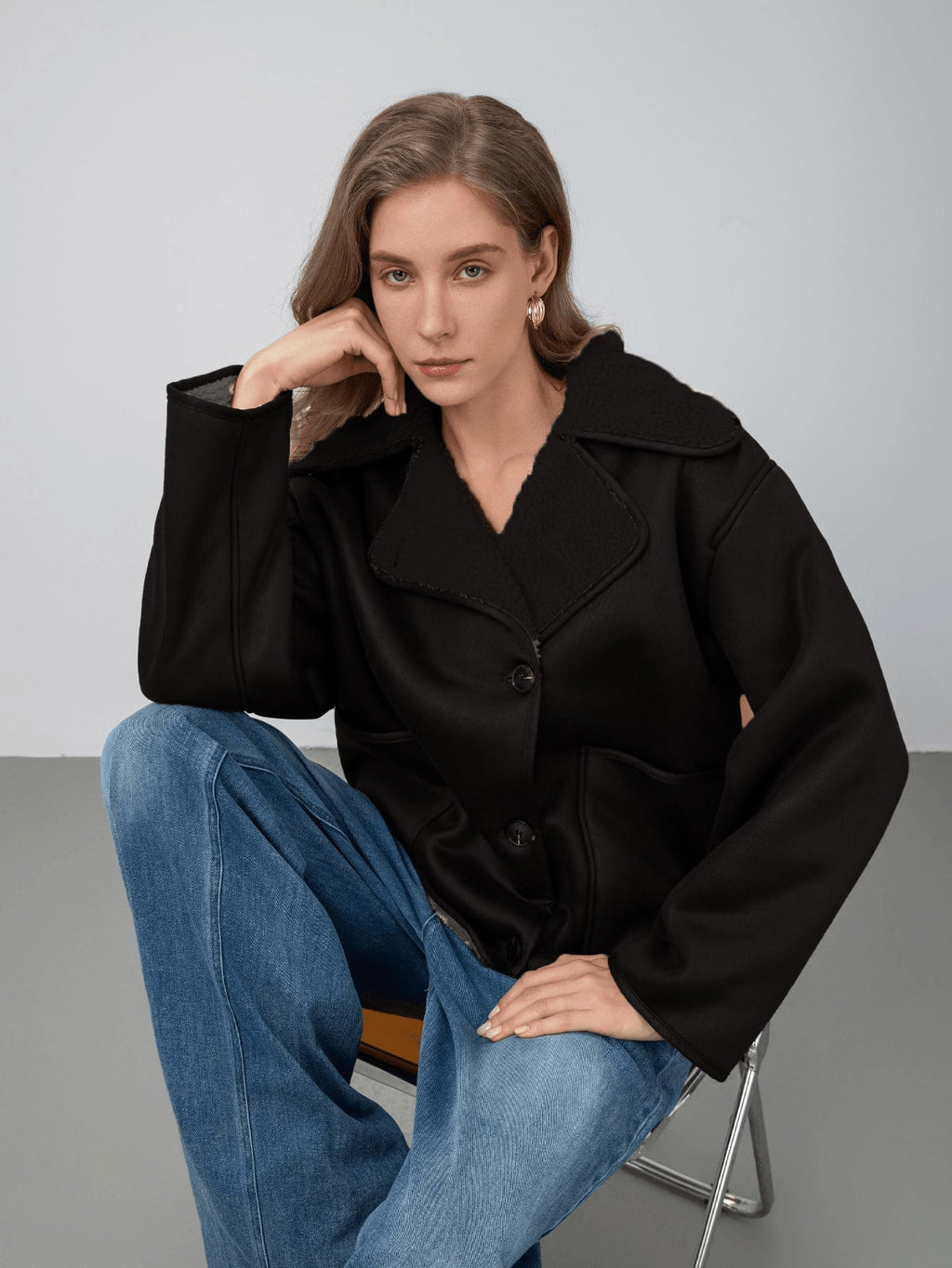 Women's Faux Leather Shearling Jacket