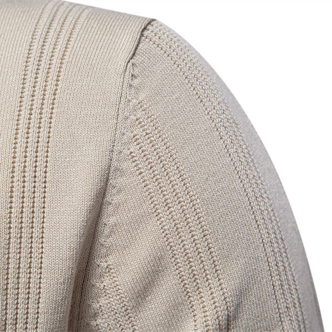 Textured Vertical Stripe Knit Polo