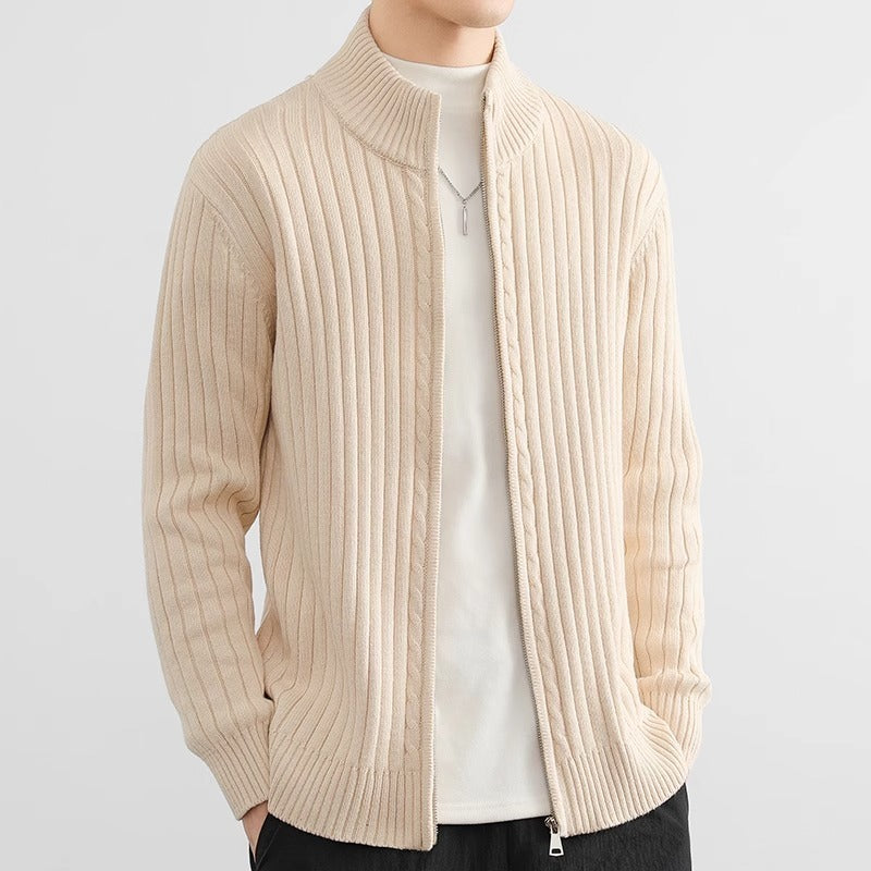 Men's Ribbed Zip-Up Cardigan