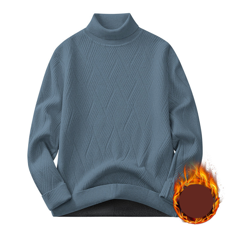 High-Neck Textured Knit Sweater