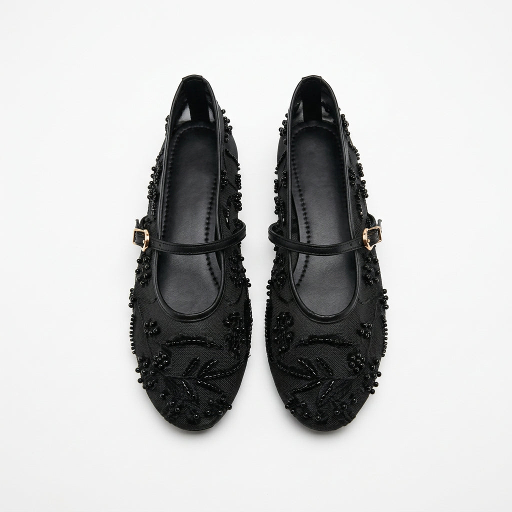 Pearl Mesh Mary Janes