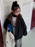 Girls' Fleece-Lined Stand-Collar Jacket