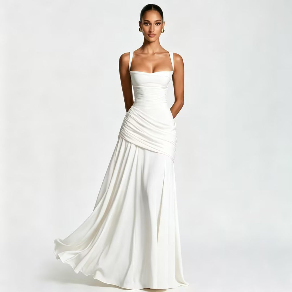 Aurora Ruched Backless Maxi Dress