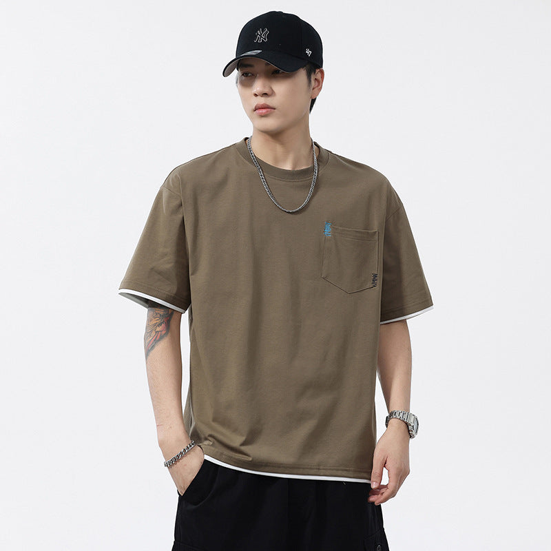 Heavyweight Washed Patchwork Pocket T-Shirt