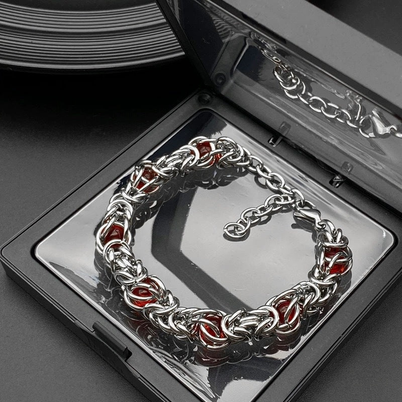 Titanium Steel Byzantine Chain Set