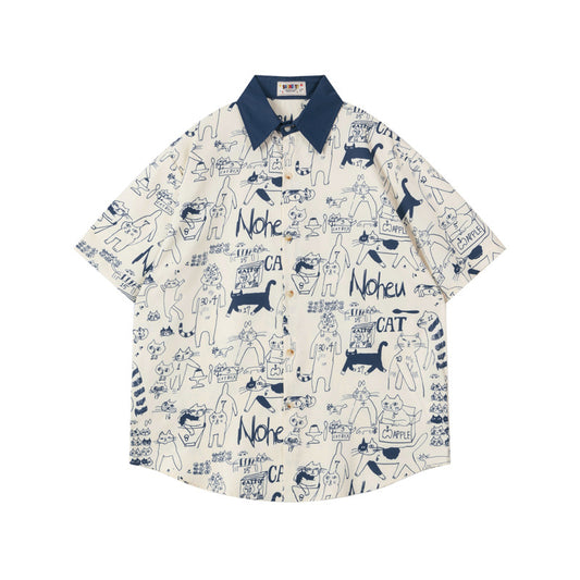 Doodle Animal Print Oversized Shirt