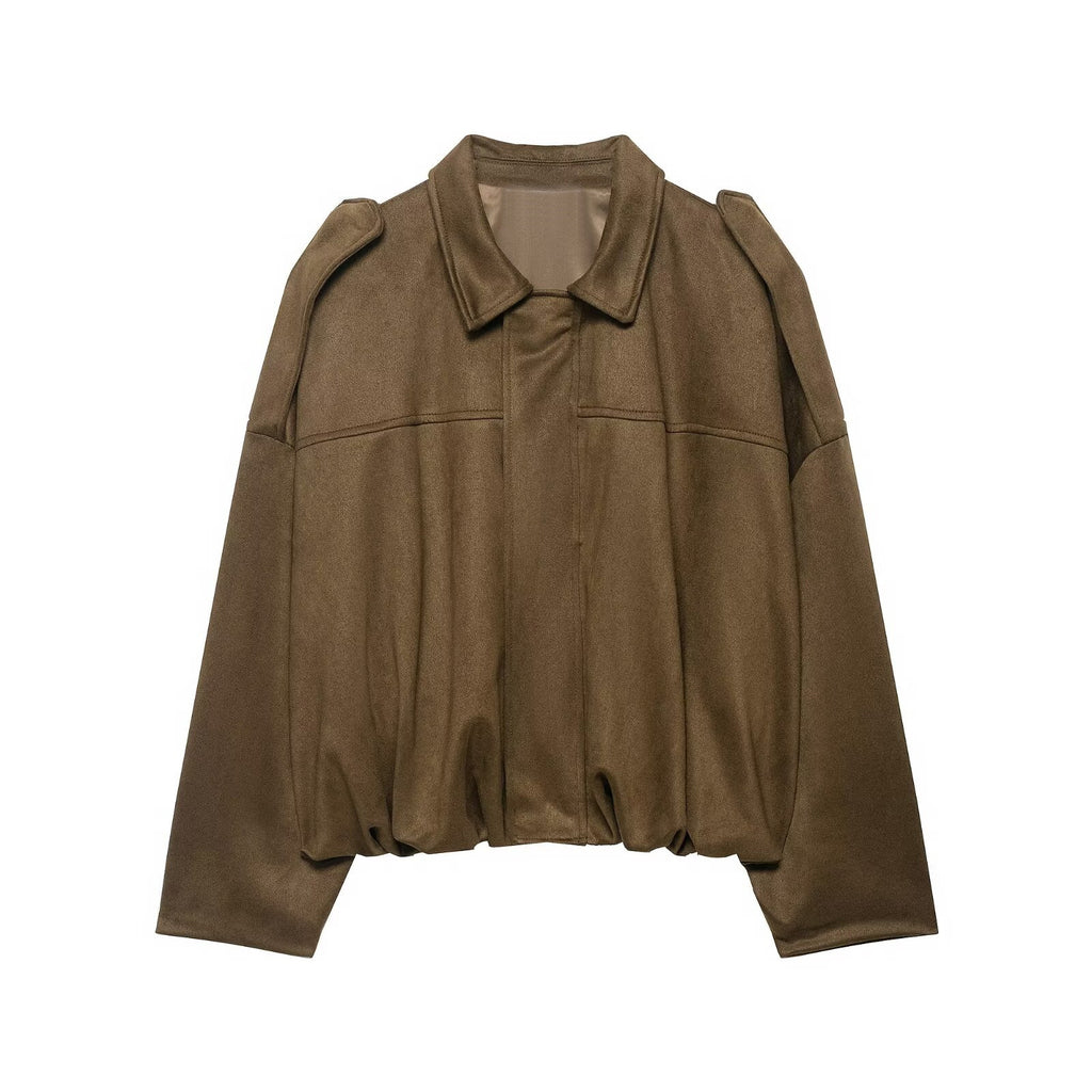 Faux Suede Casual Bomber Jacket