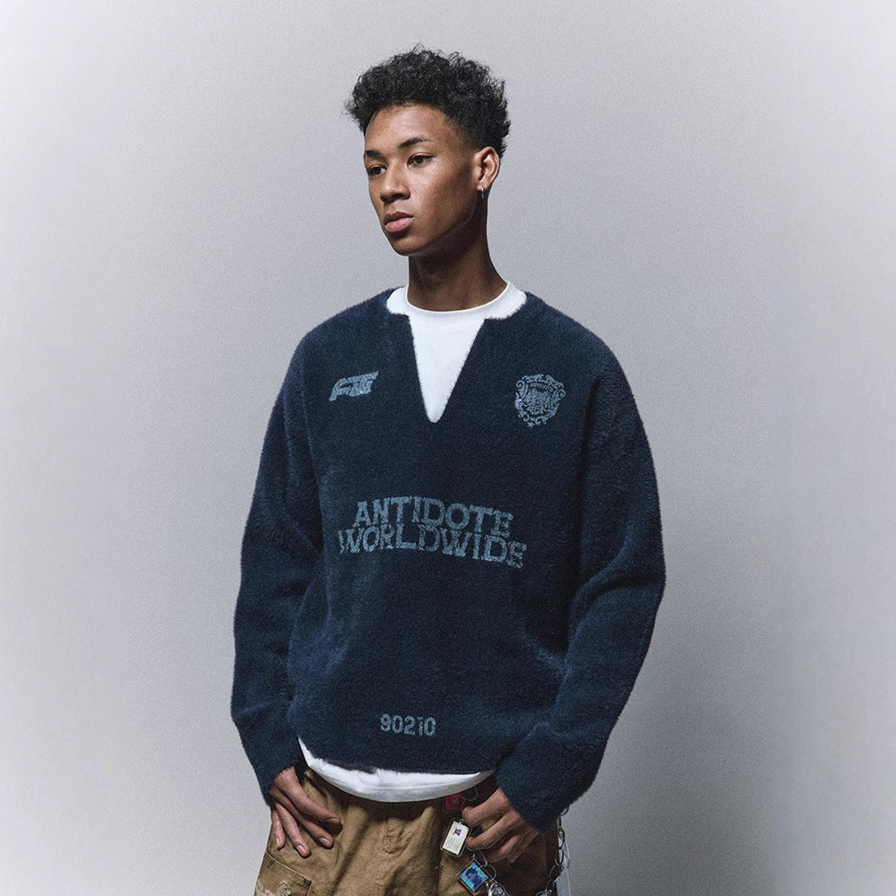 Antidote Worldwide V-Neck Graphic Sweater