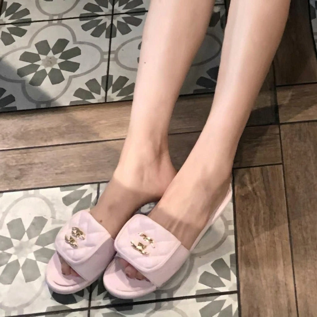 Crystal-Button Flat Sandals
