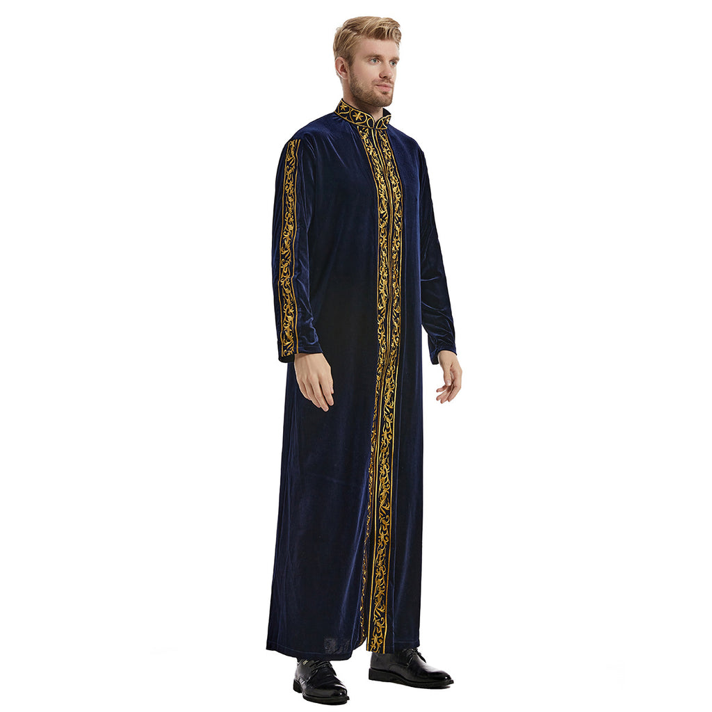 Gold-Embroidered Velvet Kaftan