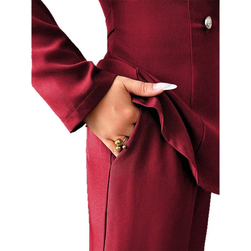 Blazer and Wide Leg Trousers Two Piece Set