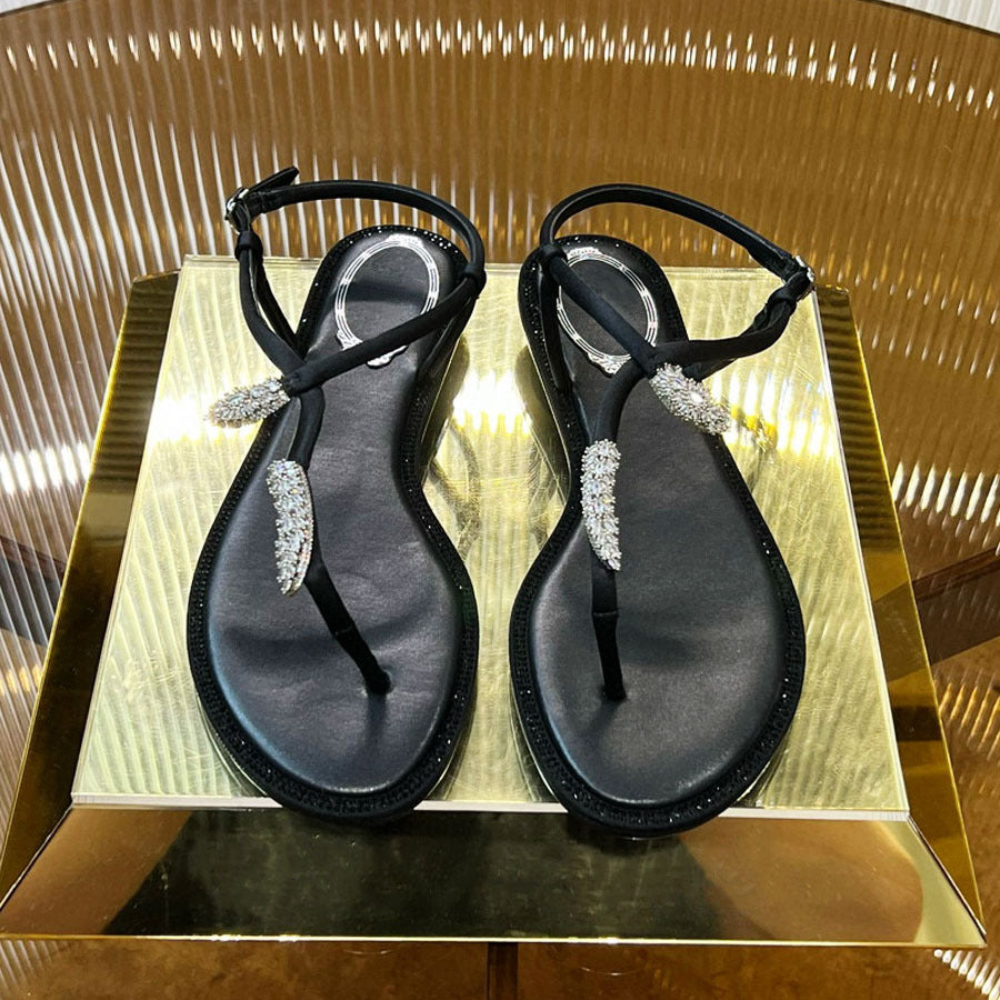 Rhinestone Satin Sandals
