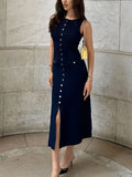Classy Slit Knit Midi Dress